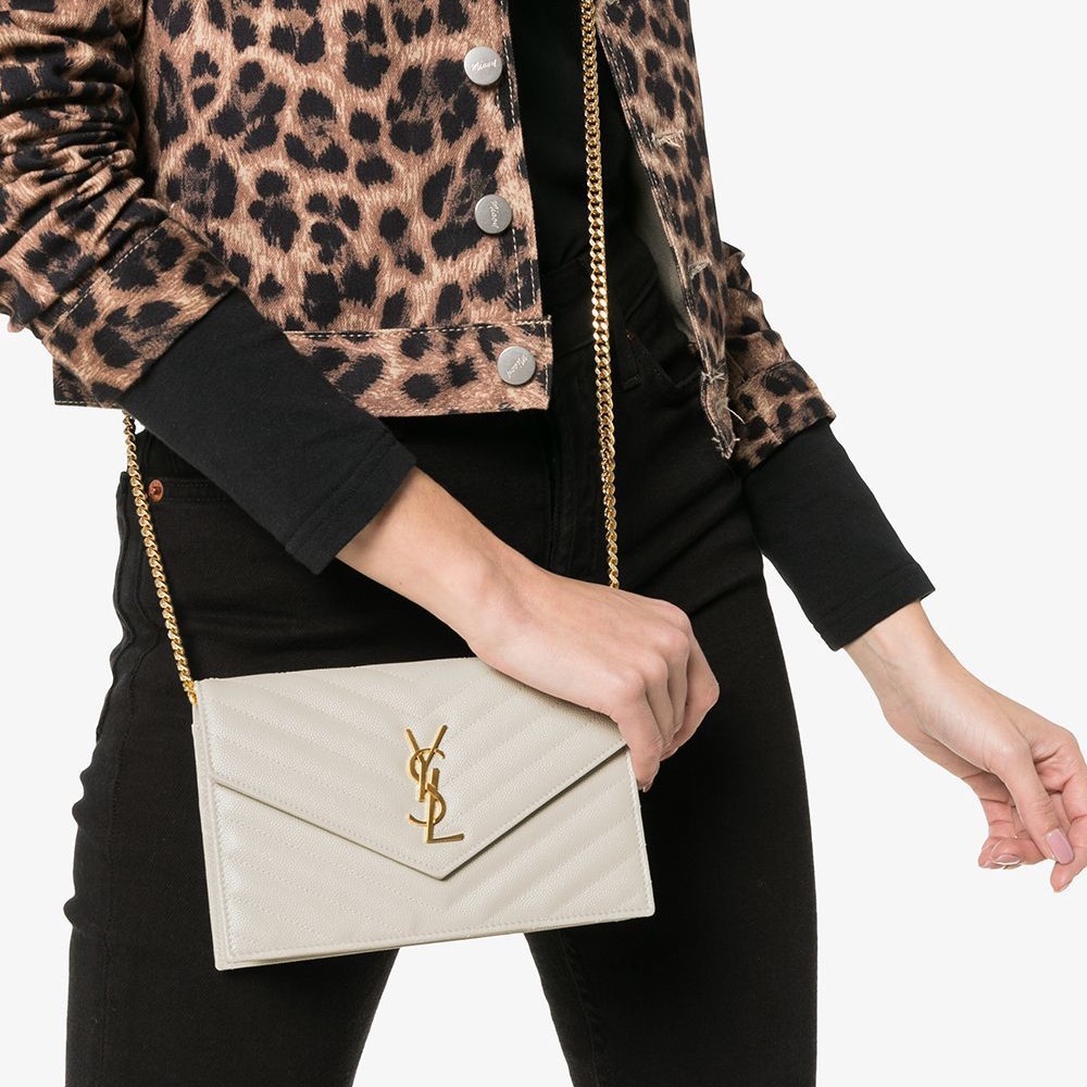 Saint Laurent Wallet On Chain In White